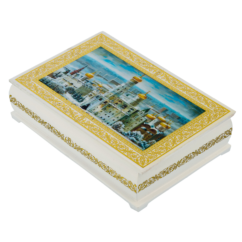 Шкатулка из папье-маше «Зимняя Москва. Храм Христа Спасителя» - интернет магазин Русь Велика я фото 1