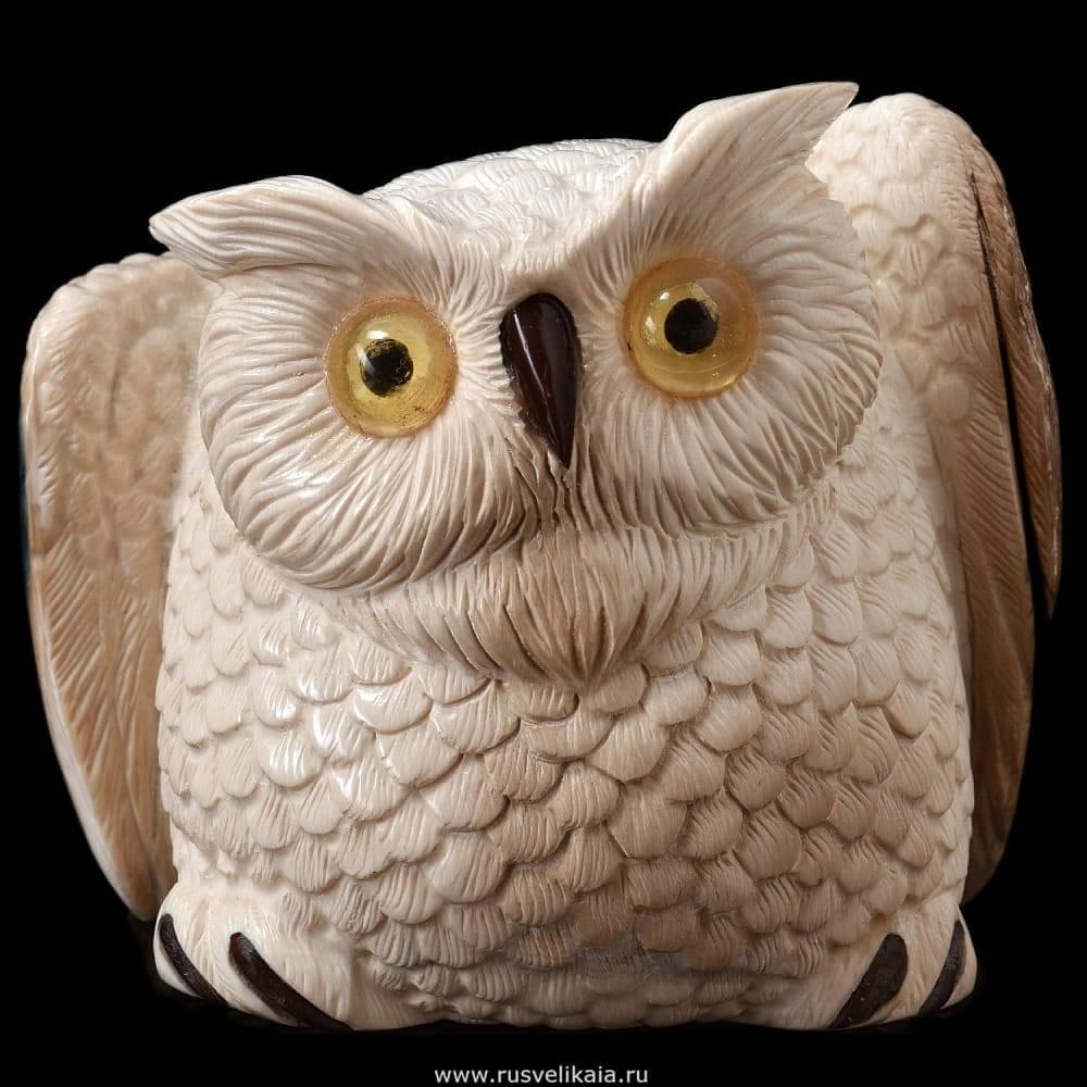 Скульптура из бивня мамонта «Совенок» - интернет магазин Русь Велика я 