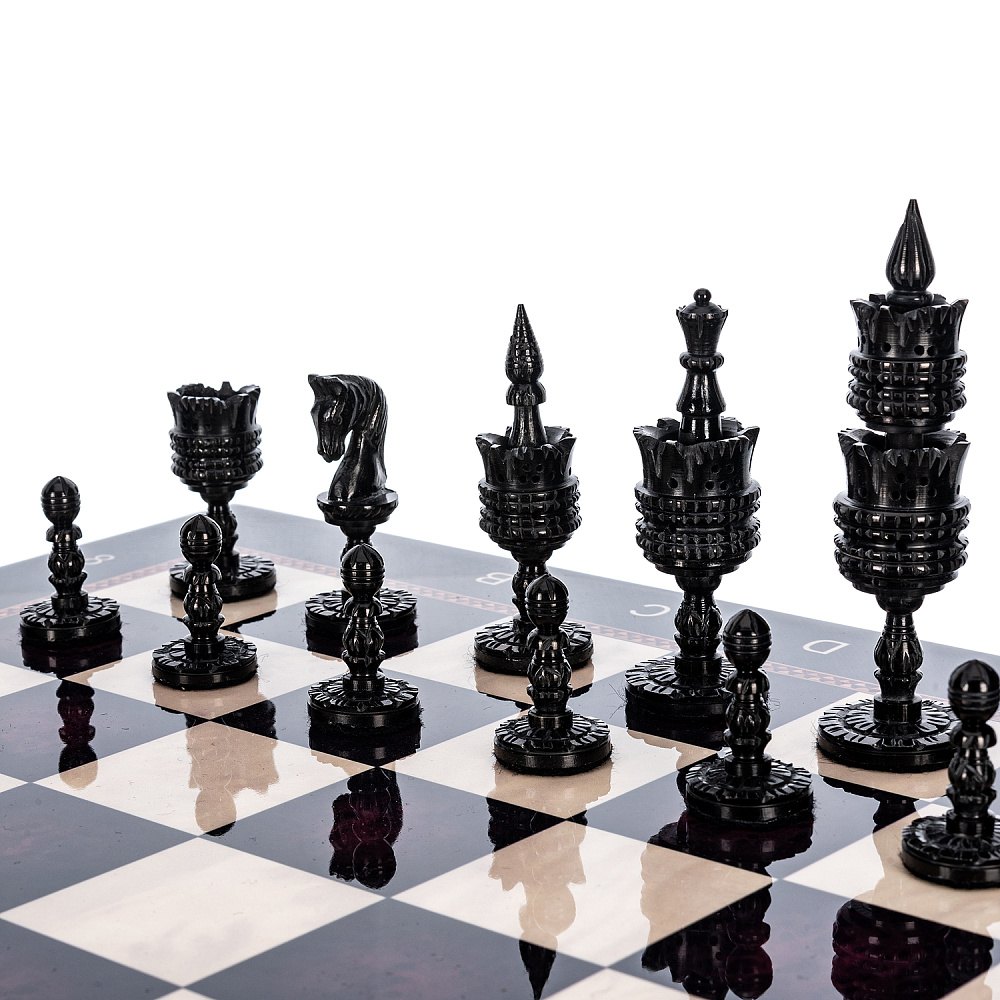 Шахматы с фигурами ручной работы из кости 48х48 см - интернет магазин Русь Велика я фото 1