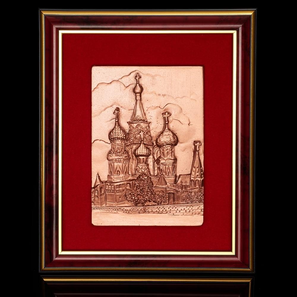 Панно «Храм Василия Блаженного». Медная пластина 17 х 21 см - интернет магазин Русь Велика я 