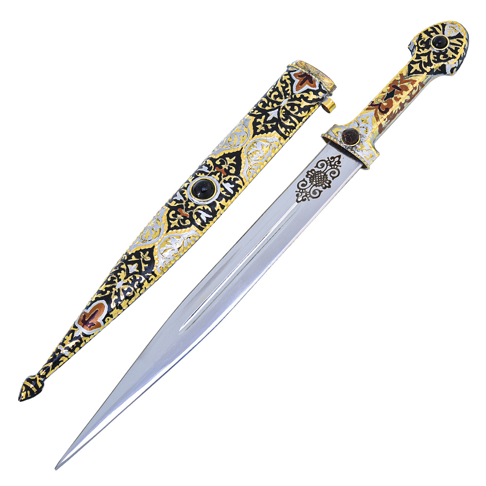 Кинжал сувенирный с эмалью и агатом - интернет магазин Русь Велика я фото 1