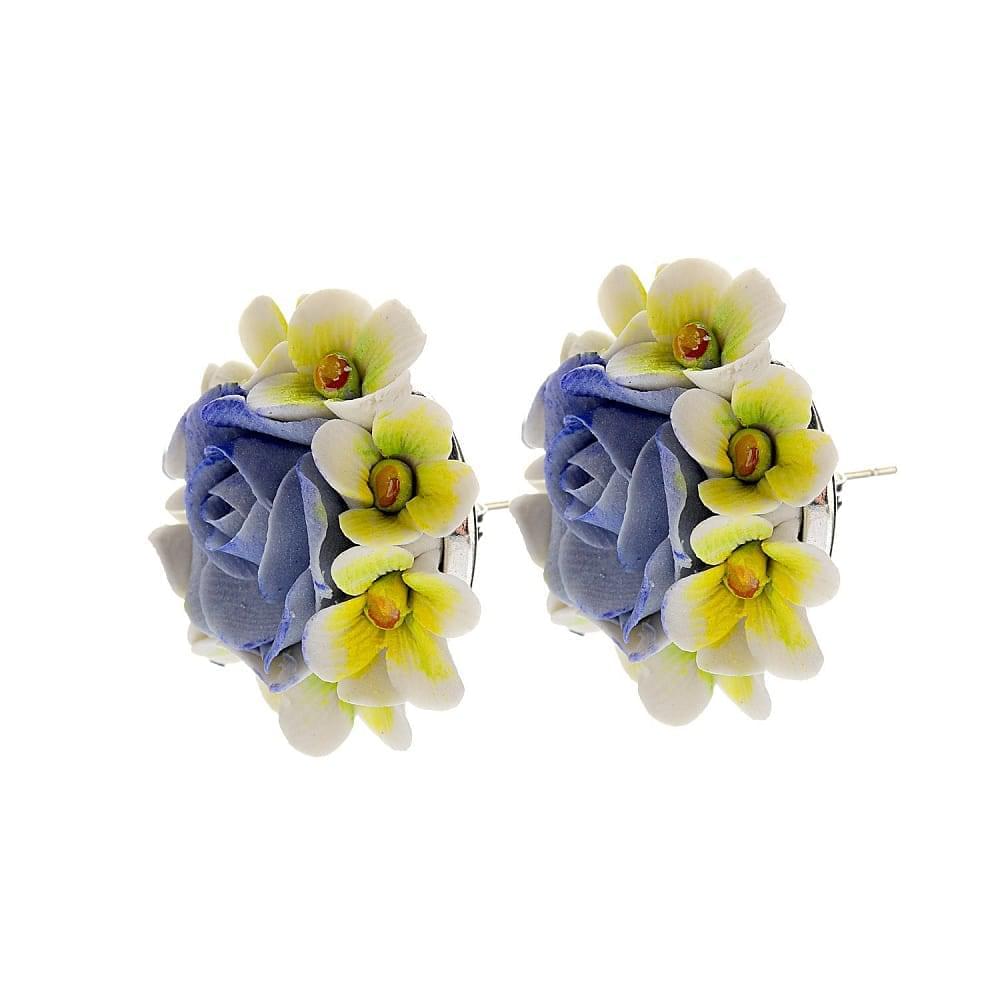 Серьги «Цветы» с фарфоровой лепкой - интернет магазин Русь Велика я фото 1