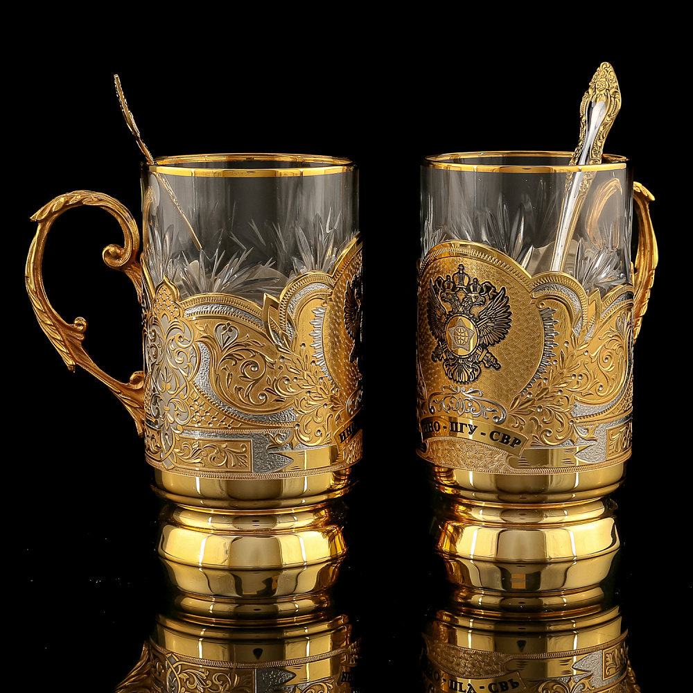 Чайный набор с френч-прессом и подстаканниками «СВР». Златоуст - интернет магазин Русь Велика я фото 9