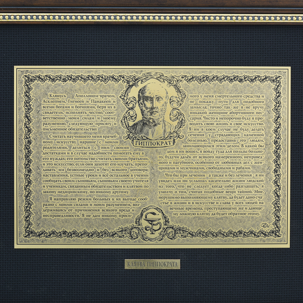 Офорт черно-белый «Клятва Гиппократа» 30х40 см - интернет магазин Русь Велика я фото 1