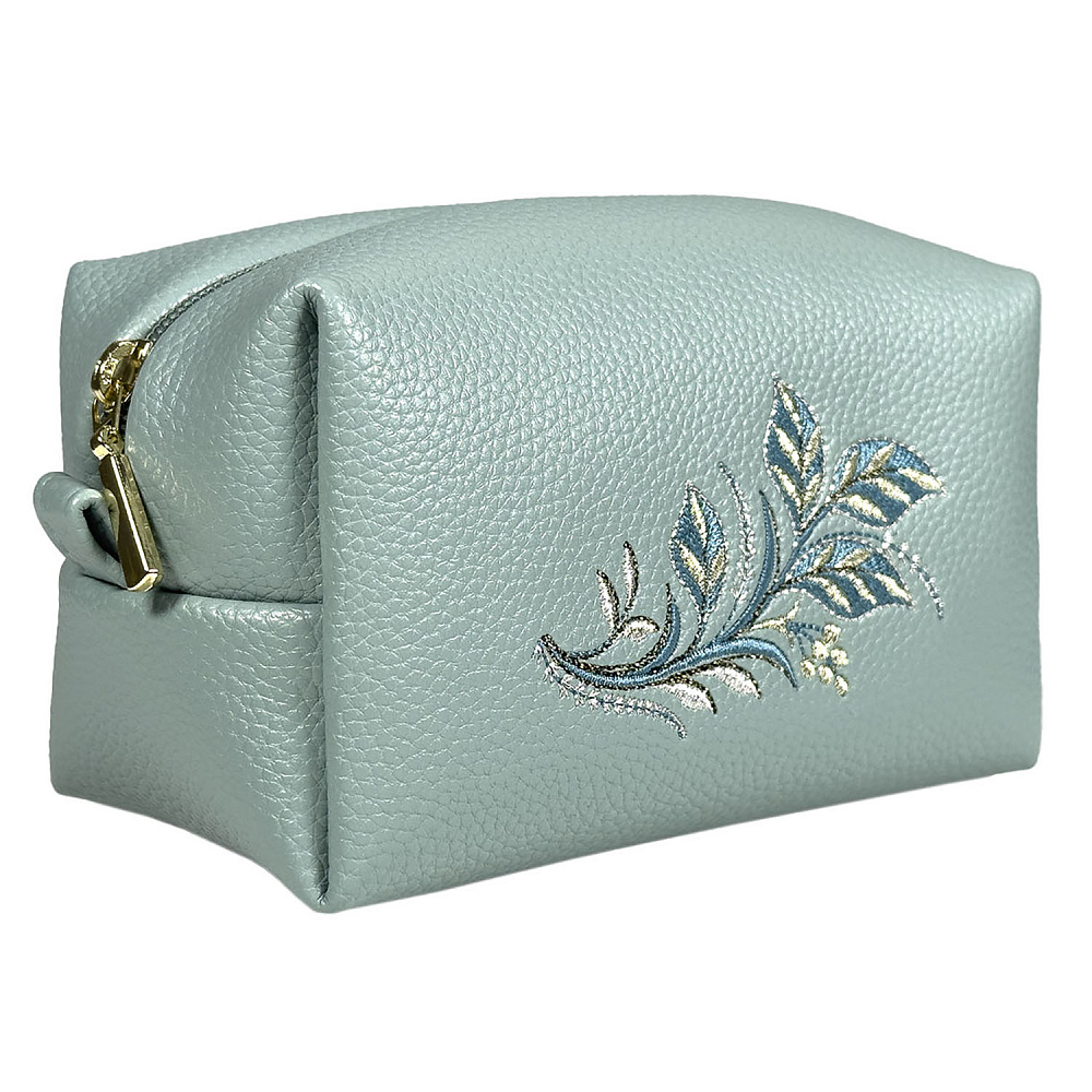 Косметичка «Летний сад». Фисташковая с вышивкой - интернет магазин Русь Велика я 