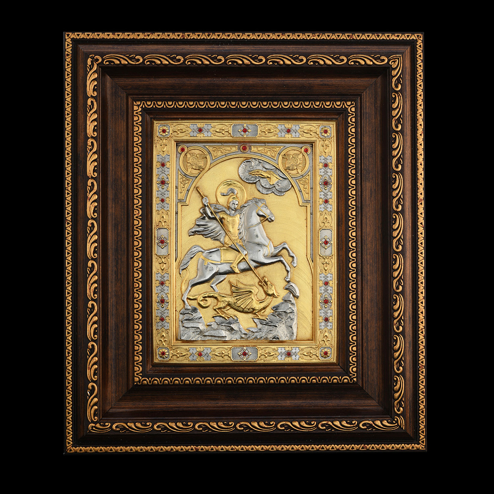 Икона «Георгий Победоносец». Гравюра Златоуст 31х26 см - интернет магазин Русь Велика я 