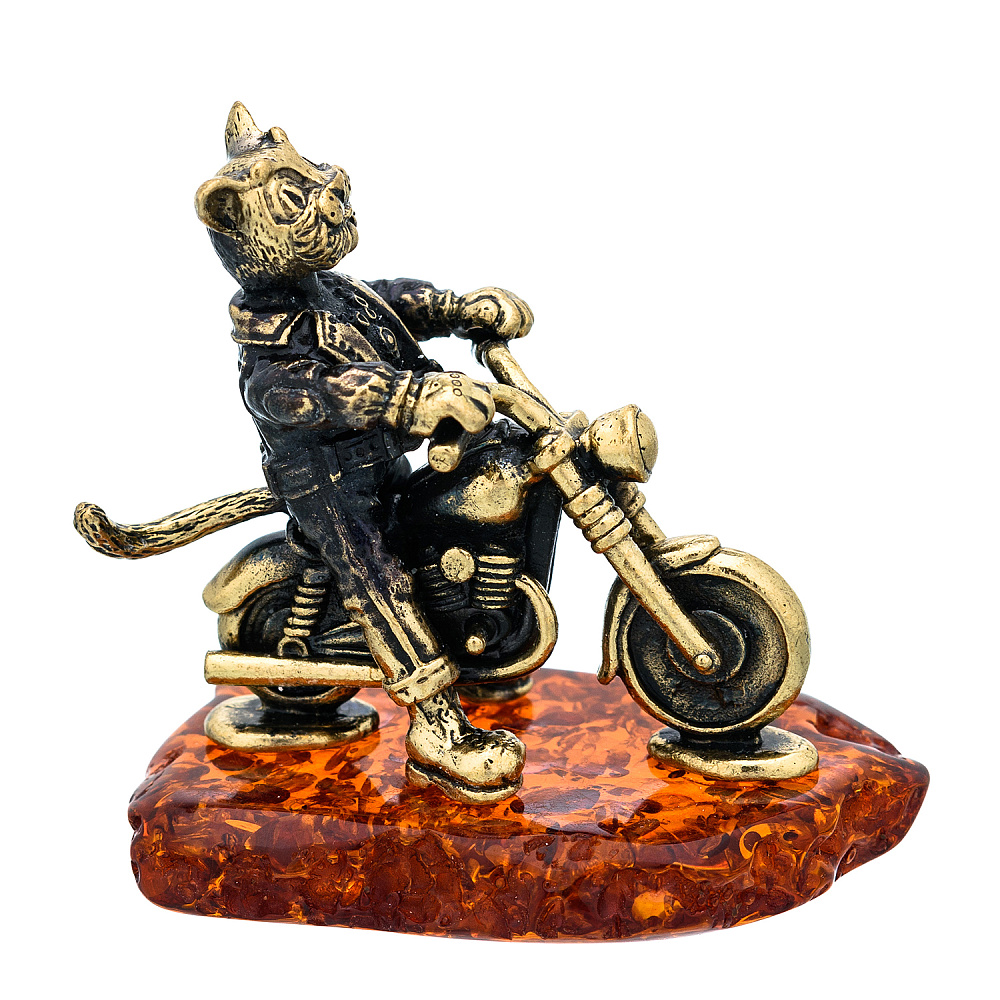 Статуэтка с янтарем «Кот байкер» - интернет магазин Русь Велика я фото 4