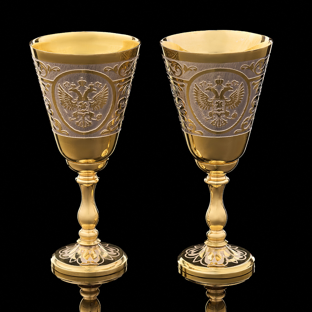 Набор из 2-х рюмок с позолотой «Водочный». Златоуст - интернет магазин Русь Велика я 