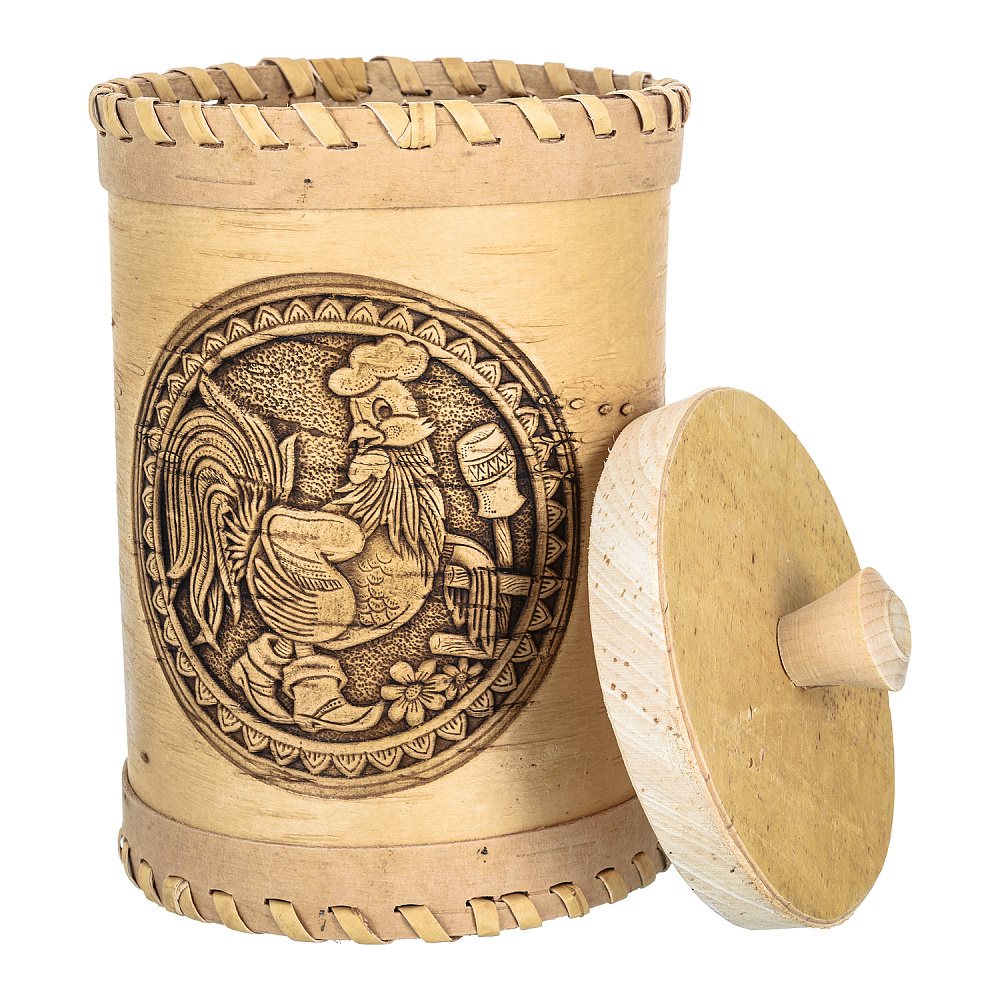 Туес из бересты «Петух» - интернет магазин Русь Велика я фото 2