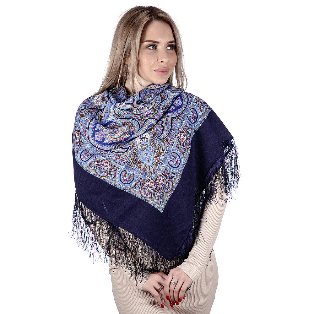 Платок ПавлоПосадский шерстяной «Испанский» 146х146 см - интернет магазин Русь Велика я фото 5