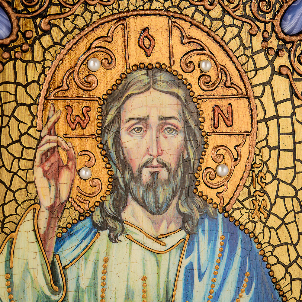 Икона из мореного дуба «Господь Вседержитель» 15х20 см - интернет магазин Русь Велика я фото 4