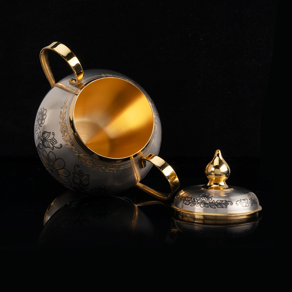 Сахарница «Астра» из серебра 925* - интернет магазин Русь Велика я фото 2