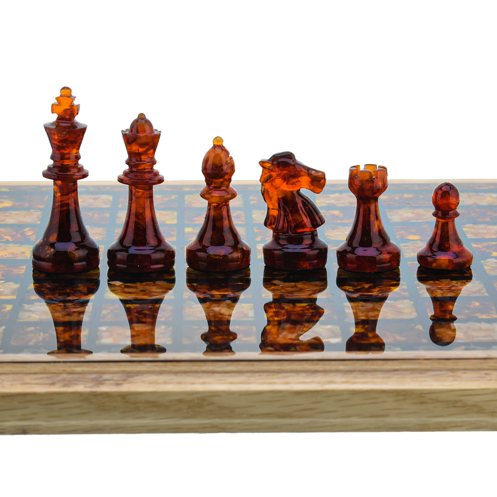 Шахматы с янтарными фигурами 28х28 см - интернет магазин Русь Велика я фото 3