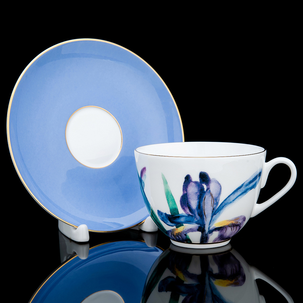 Чайная пара 250 мл «Аметистовое пламя». Форма Весенняя-2. ИФЗ - интернет магазин Русь Велика я 