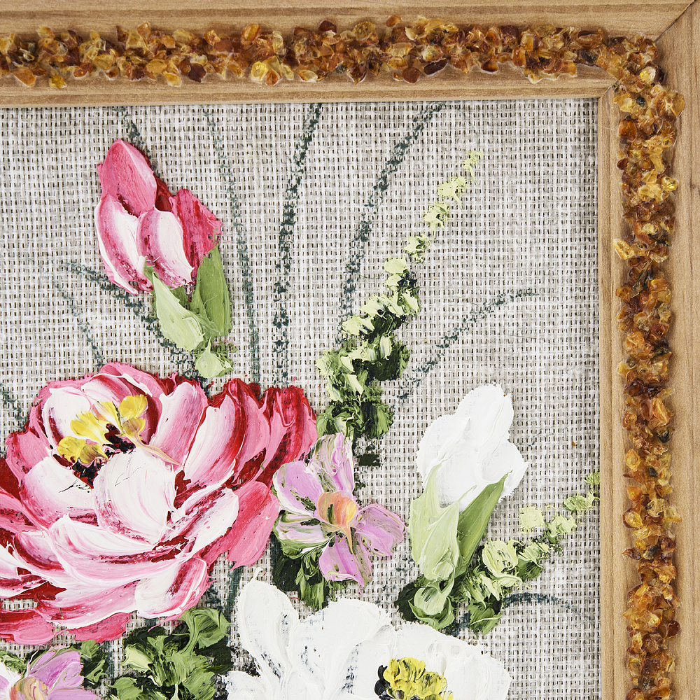 Панно в янтарной раме «Букет цветов» 27х18 см - интернет магазин Русь Велика я фото 2