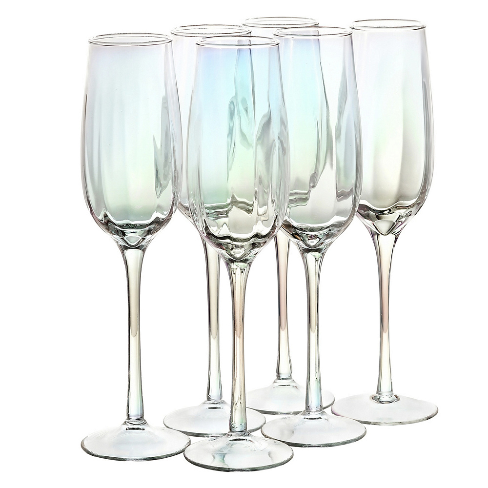 Набор 6 бокалов для шампанского 180 мл «Радуга» - интернет магазин Русь Велика я 