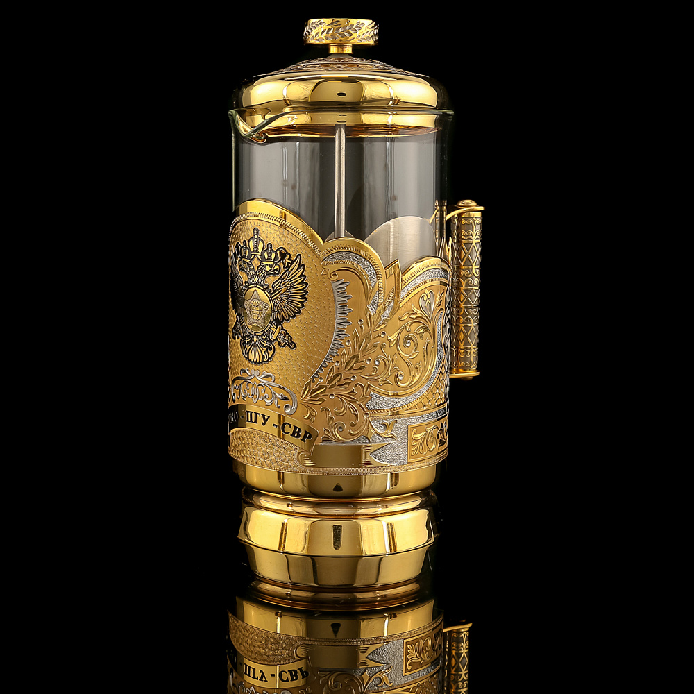 Чайный набор с френч-прессом и подстаканниками «СВР». Златоуст - интернет магазин Русь Велика я фото 4