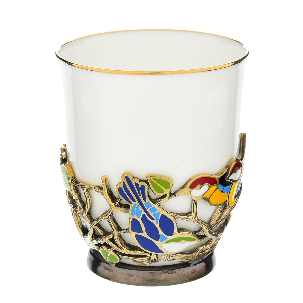 Чашка «Птицы» с фарфором и эмалью - интернет магазин Русь Велика я 