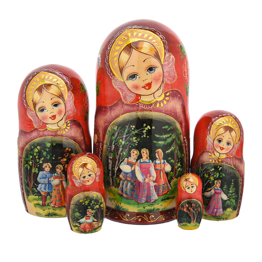 Матрешка «Гуляния» 5 мест - интернет магазин Русь Велика я 