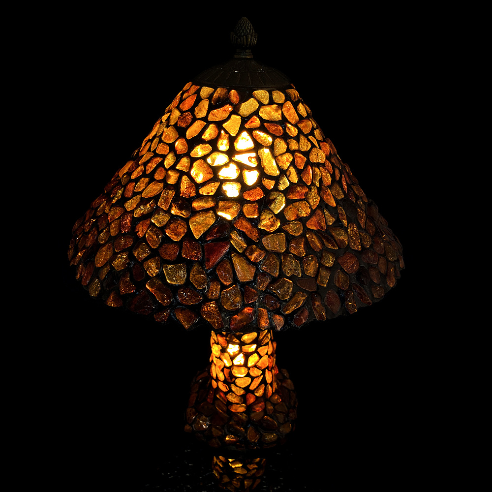 Настольная лампа из янтаря и бронзы «Зонтик» - интернет магазин Русь Велика я фото 1