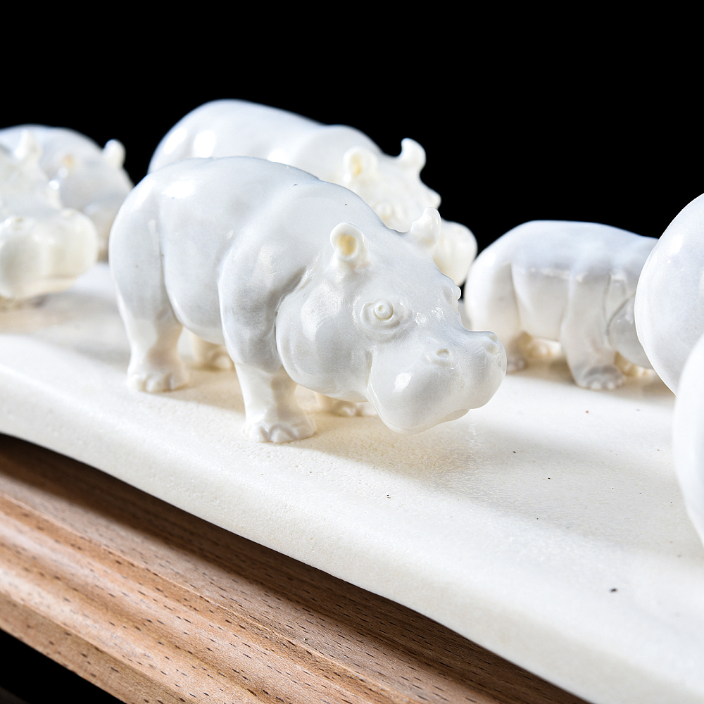 Скульптура из рога лося «Семья бегемотов» - интернет магазин Русь Велика я фото 5