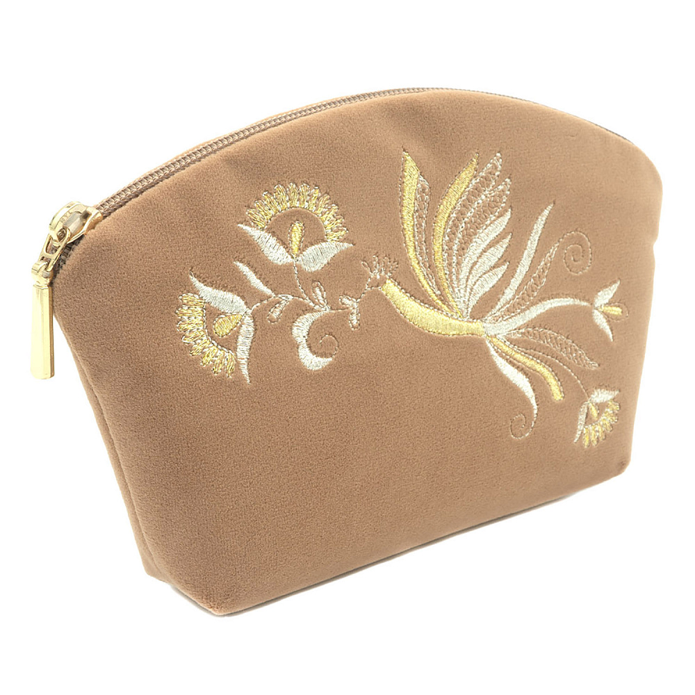 Косметичка «Птица». Бежевая с вышивкой - интернет магазин Русь Велика я 