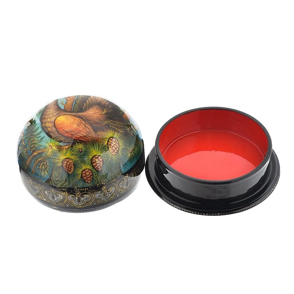 Лаковая миниатюра шкатулка для колец и запонок «Глухарь» Палех - интернет магазин Русь Велика я фото 2