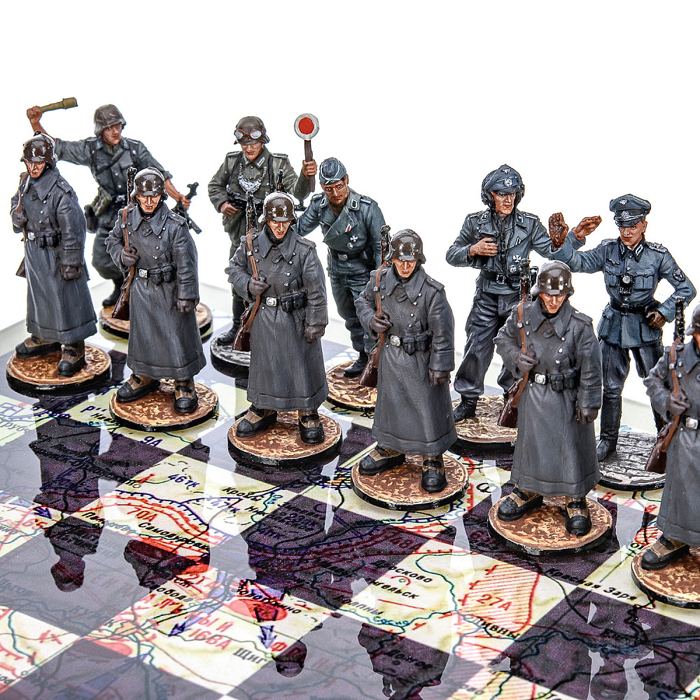 Шахматы коллекционные с фигурами из олова «Вторая Мировая война» 34х34 см - интернет магазин Русь Велика я фото 2