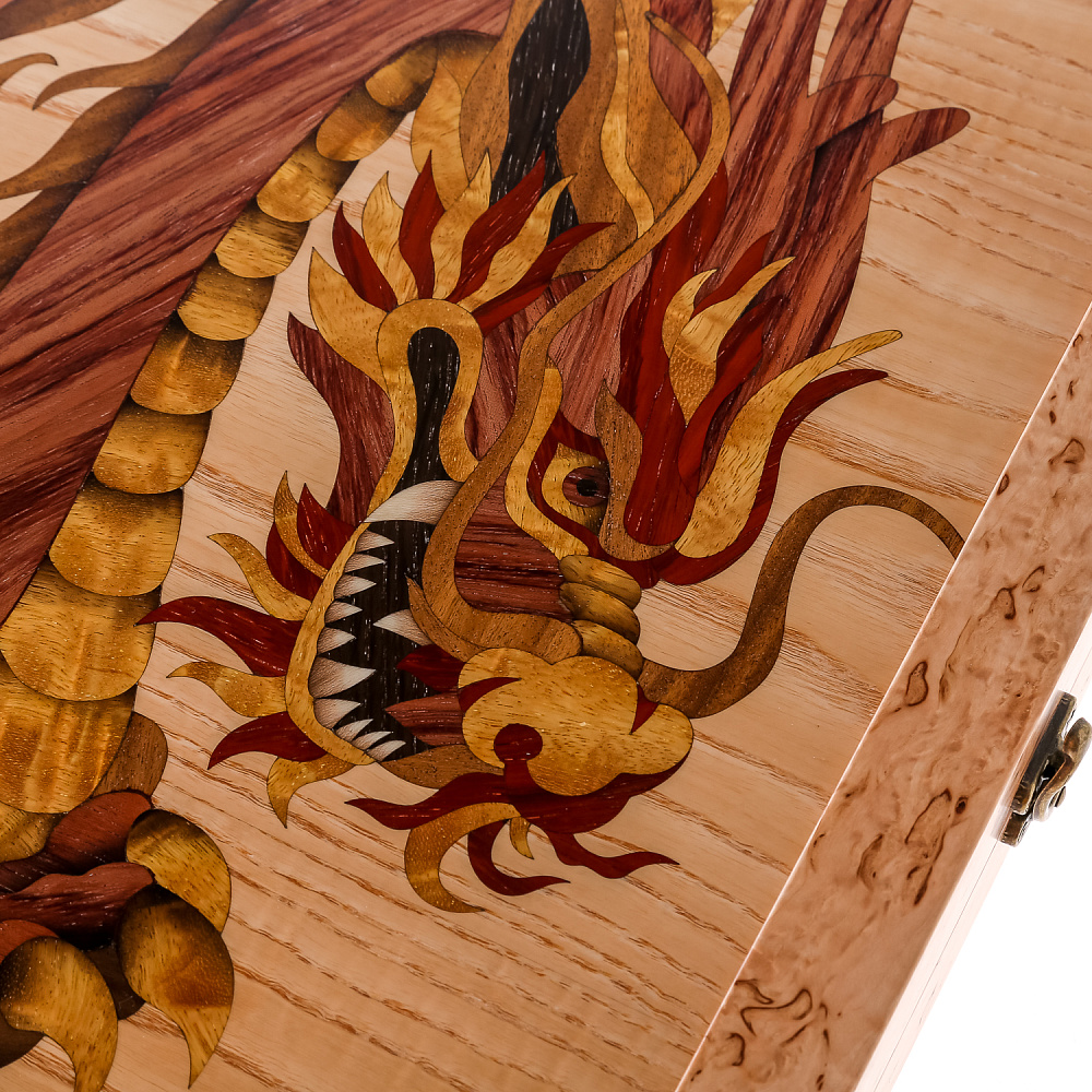 Нарды из карельской березы «Дракон» 60х30 см - интернет магазин Русь Велика я фото 3