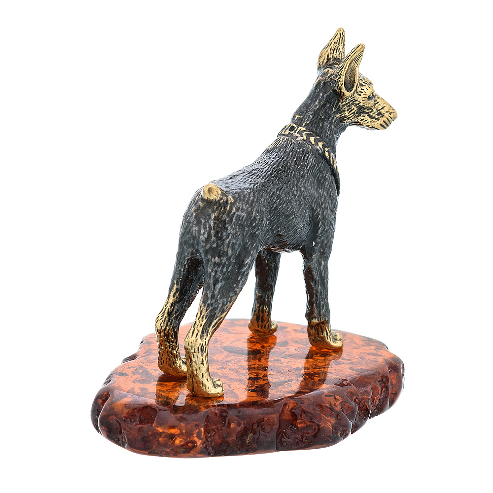 Статуэтка с янтарем «Собака Доберман» - интернет магазин Русь Велика я фото 4
