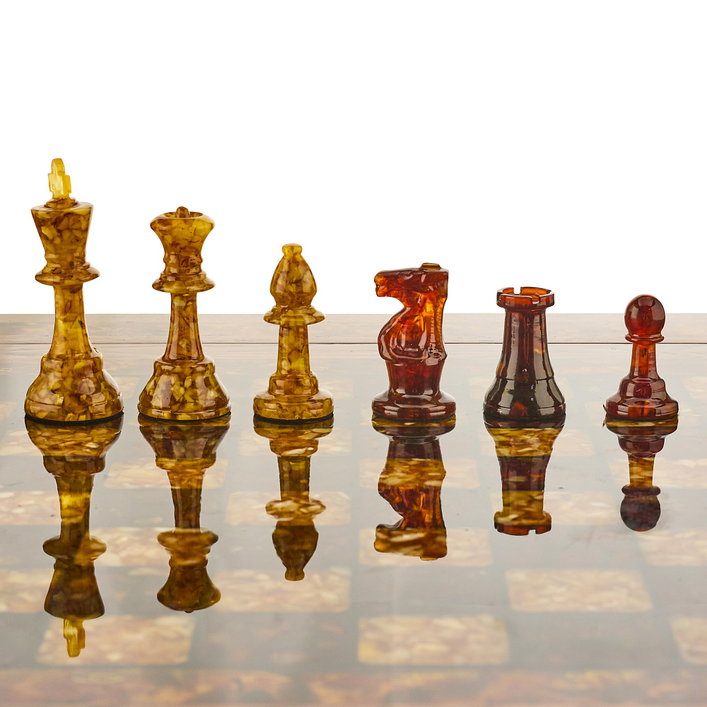 Янтарный стол с шахматами и нардами 62х62 см - интернет магазин Русь Велика я фото 3
