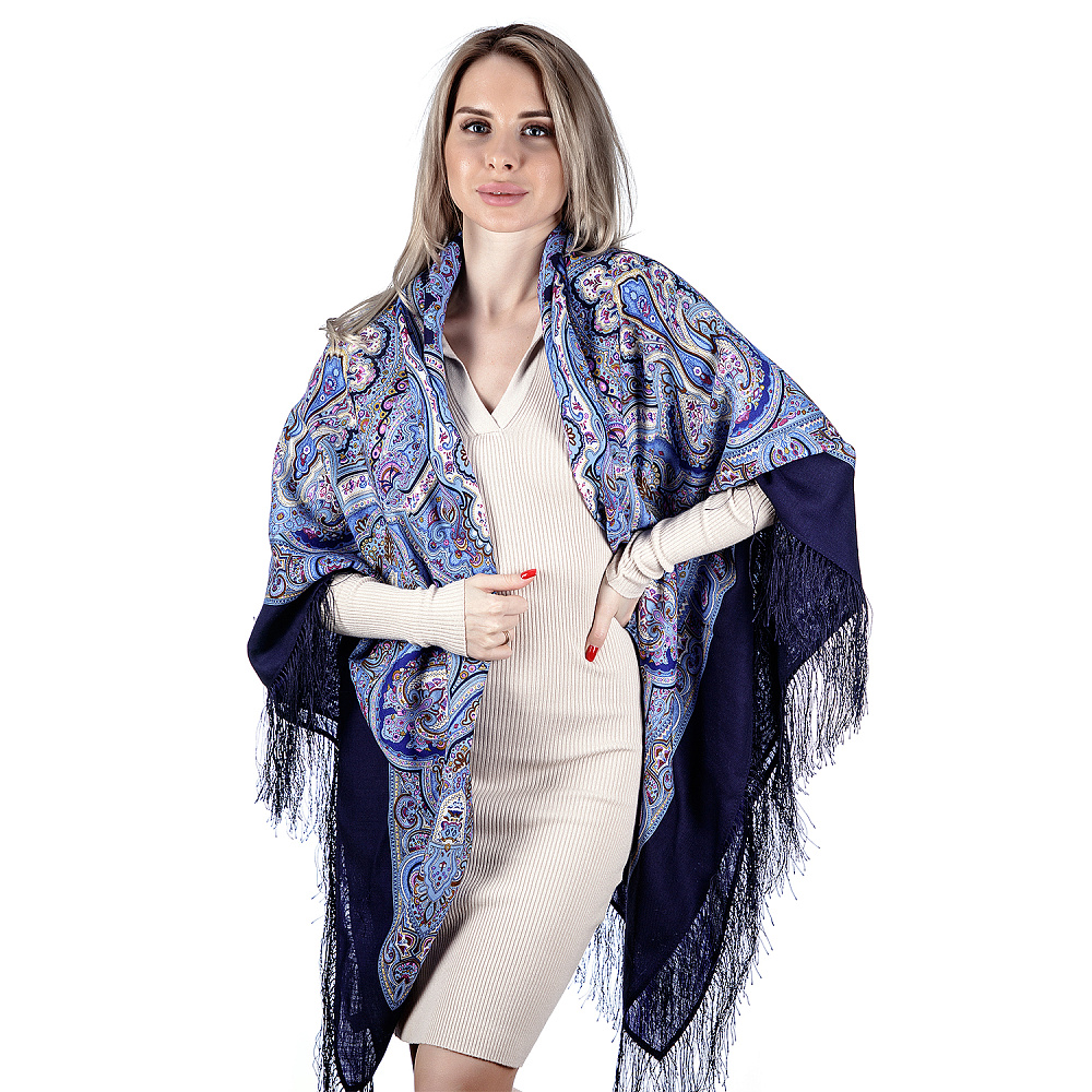 Платок ПавлоПосадский шерстяной «Испанский» 146х146 см - интернет магазин Русь Велика я фото 2