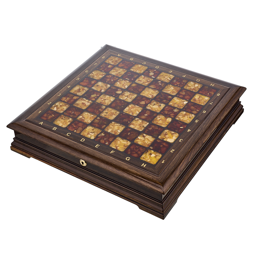 Шахматы из мореного дуба с янтарными фигурами 45х45 см - интернет магазин Русь Велика я фото 15