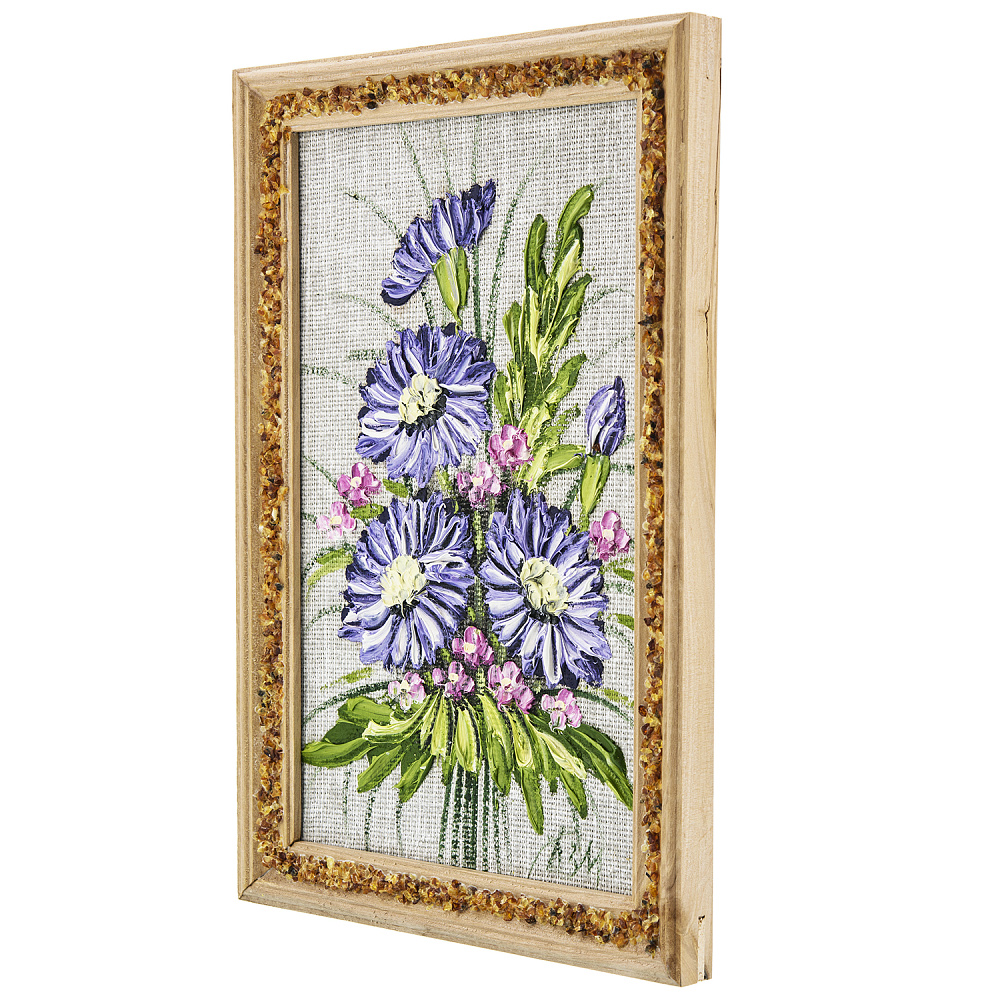 Панно в янтарной раме «Букет цветов» 27х18 см - интернет магазин Русь Велика я фото 1