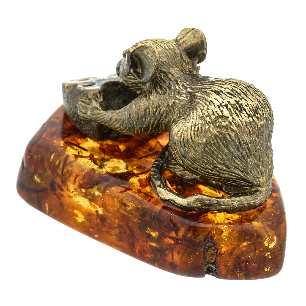 Статуэтка с янтарем «Крыса кушает сыр» - интернет магазин Русь Велика я фото 3