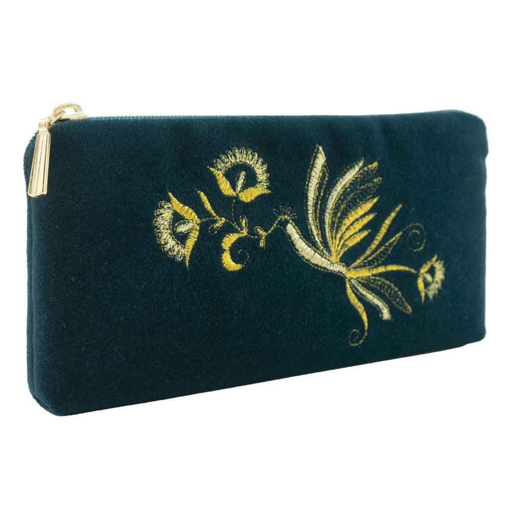 Очечник «Птица». Цвет морской волны с вышивкой - интернет магазин Русь Велика я 