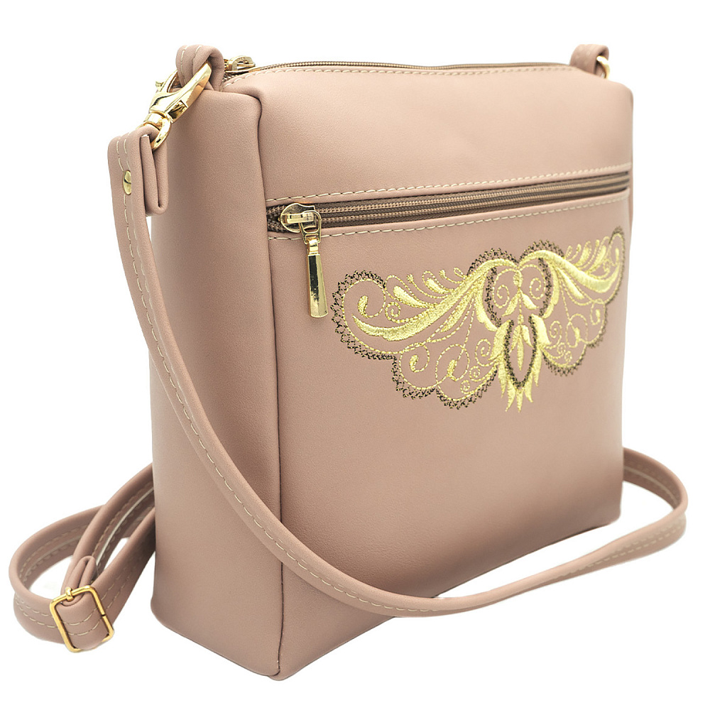 Сумка «Рассвет». Пудровая с вышивкой - интернет магазин Русь Велика я 