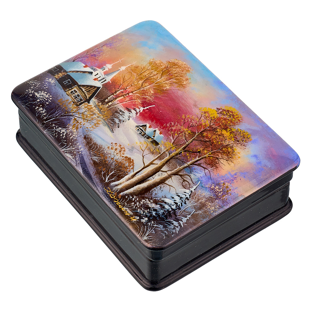 Шкатулка из папье-маше с художественной росписью «Зима» - интернет магазин Русь Велика я фото 1