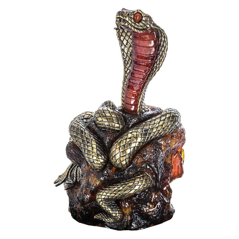 Змея Символ 2025 года. Сувенир из бронзы и янтаря «Королевская кобра» - интернет магазин Русь Велика я фото 12