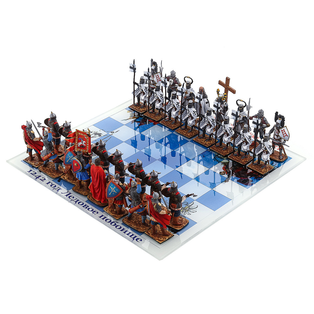 Шахматы со стеклянным полем и оловянными фигурами «Ледовое побоище» 34х34 см - интернет магазин Русь Велика я фото 9