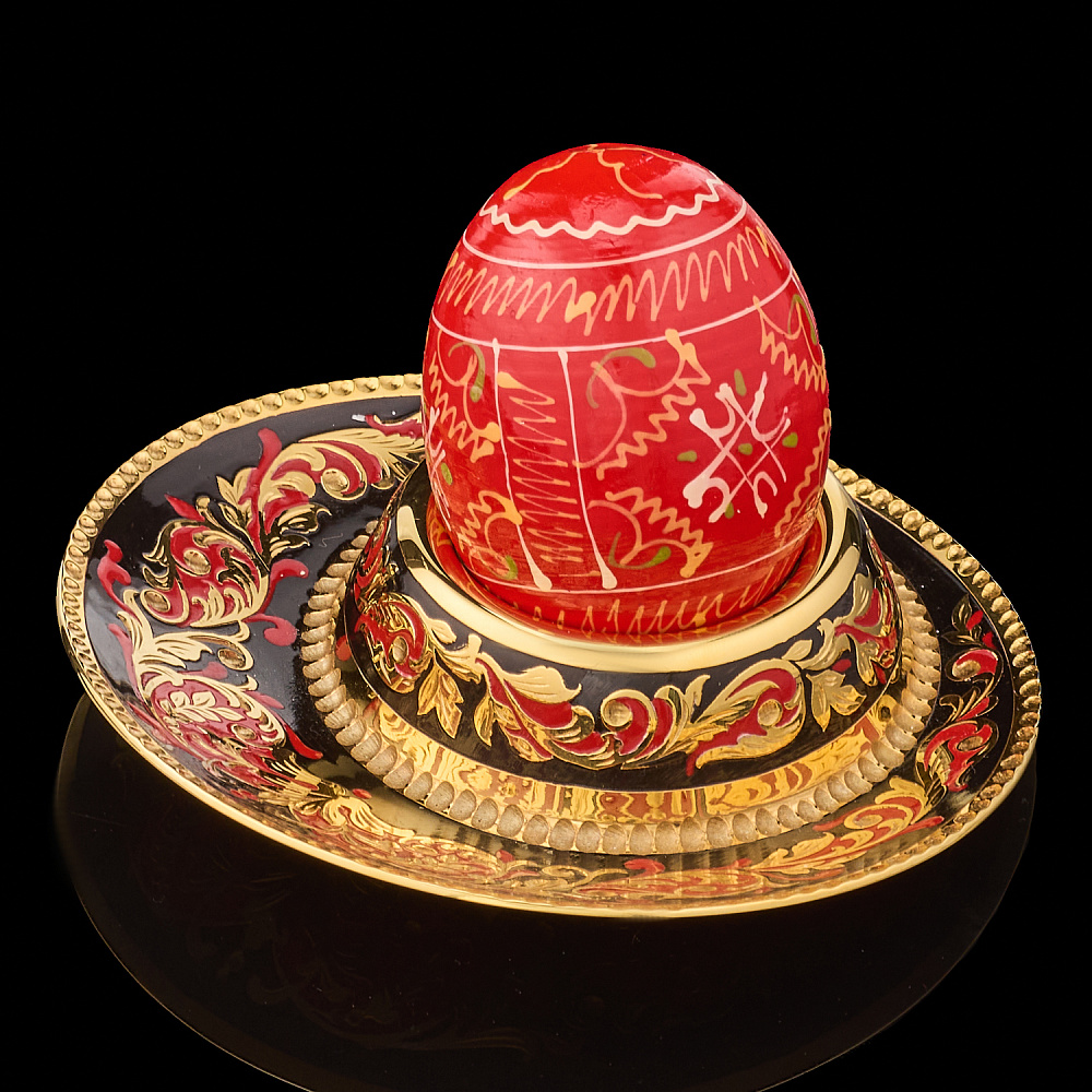 Подставка под яйцо с позолотой и эмалью. Златоуст - интернет магазин Русь Велика я фото 2