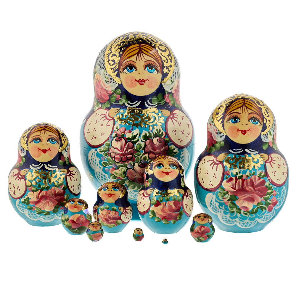 Матрешка «Цветы» 10 мест - интернет магазин Русь Велика я 