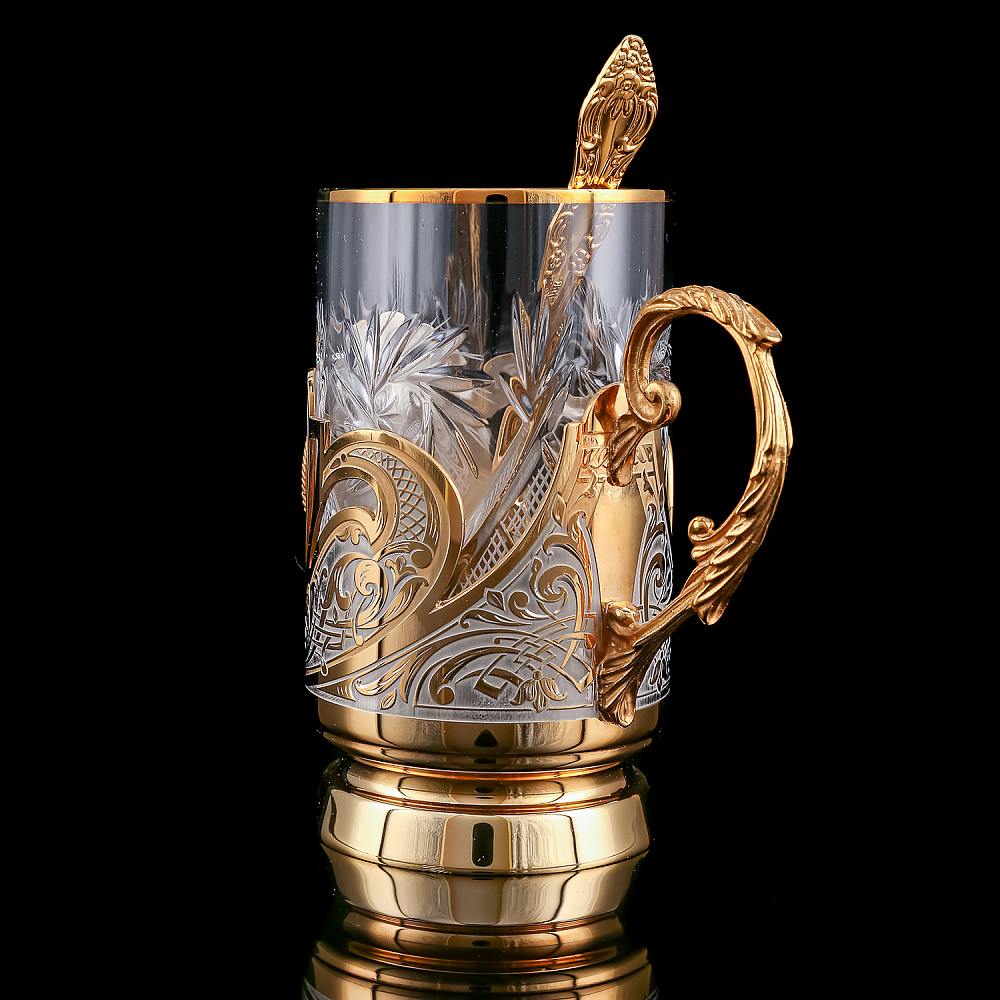 Подстаканник с блюдцем «Малахит». Златоуст - интернет магазин Русь Велика я фото 5