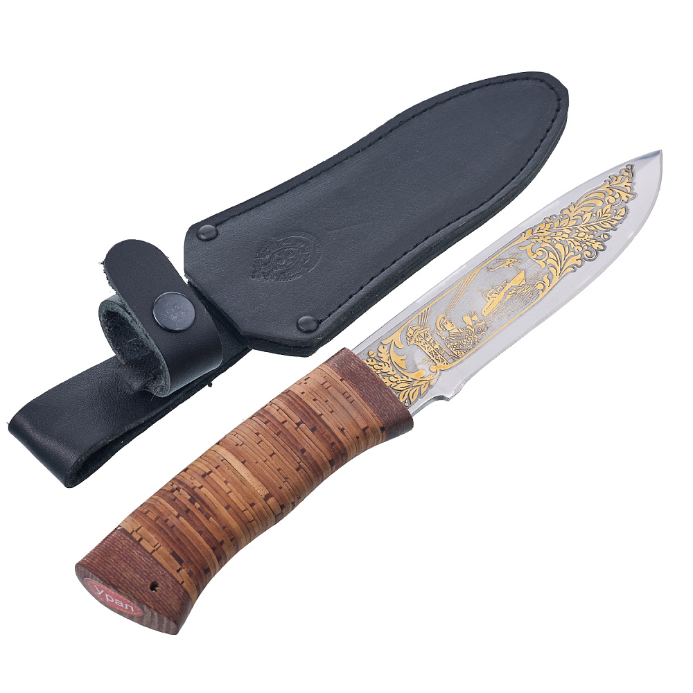 Нож сувенирный с рукоятью из бересты «Урал». Златоуст - интернет магазин Русь Велика я 