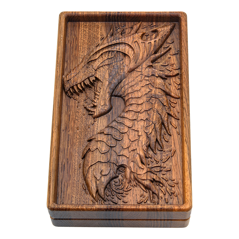 Домино в резной дубовой шкатулке «Дракон» - интернет магазин Русь Велика я 