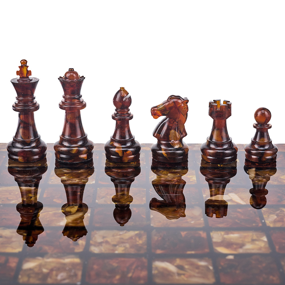 Шахматы с янтарными фигурами 28х28 см - интернет магазин Русь Велика я фото 2