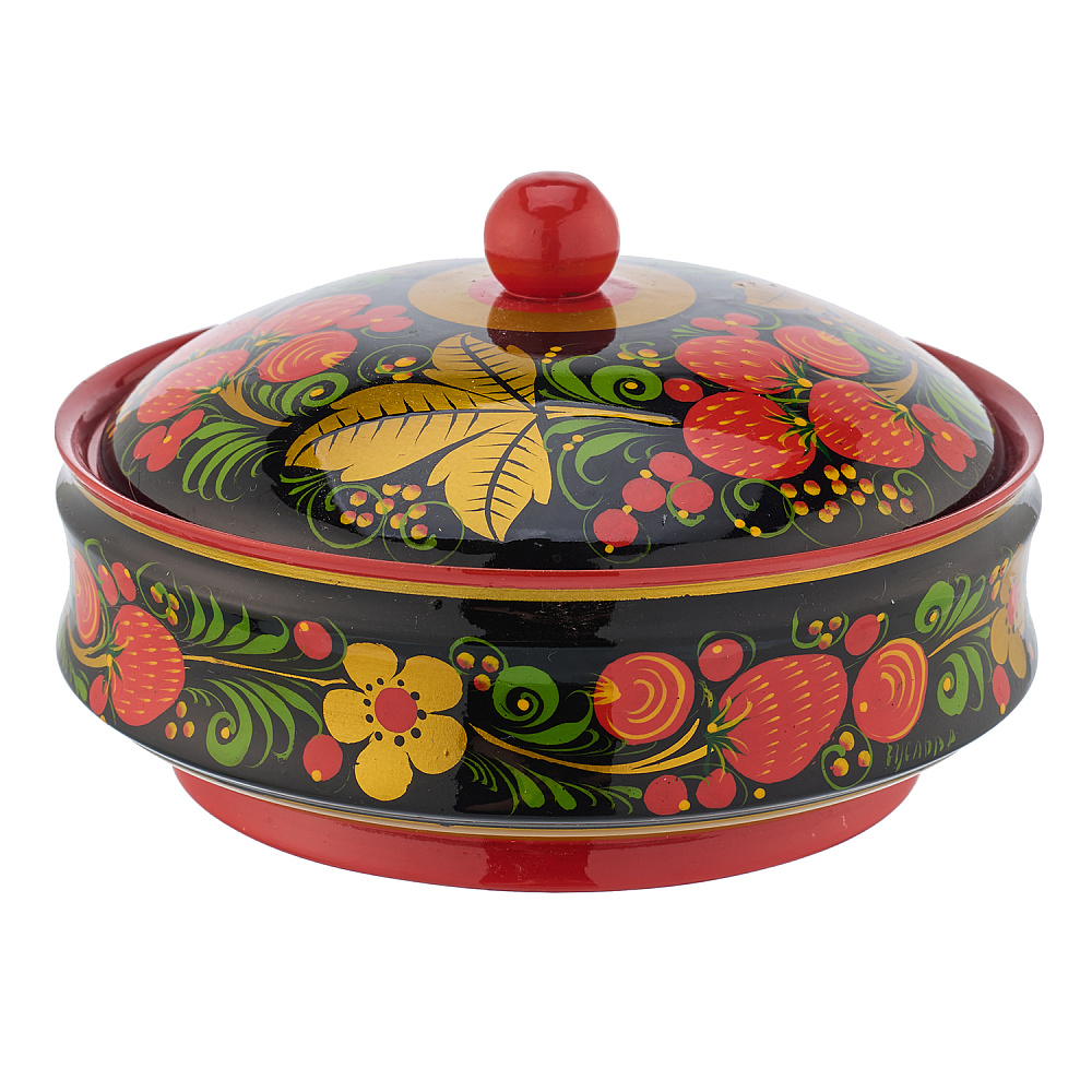 Масленка с росписью. Хохлома - интернет магазин Русь Велика я фото 1