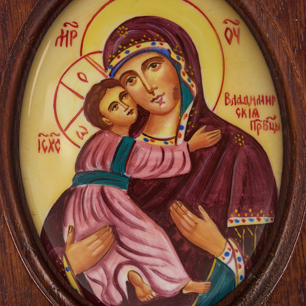 Икона «Владимирская Божья Матерь». Ростовская финифть 10,5х13,5 см - интернет магазин Русь Велика я фото 2