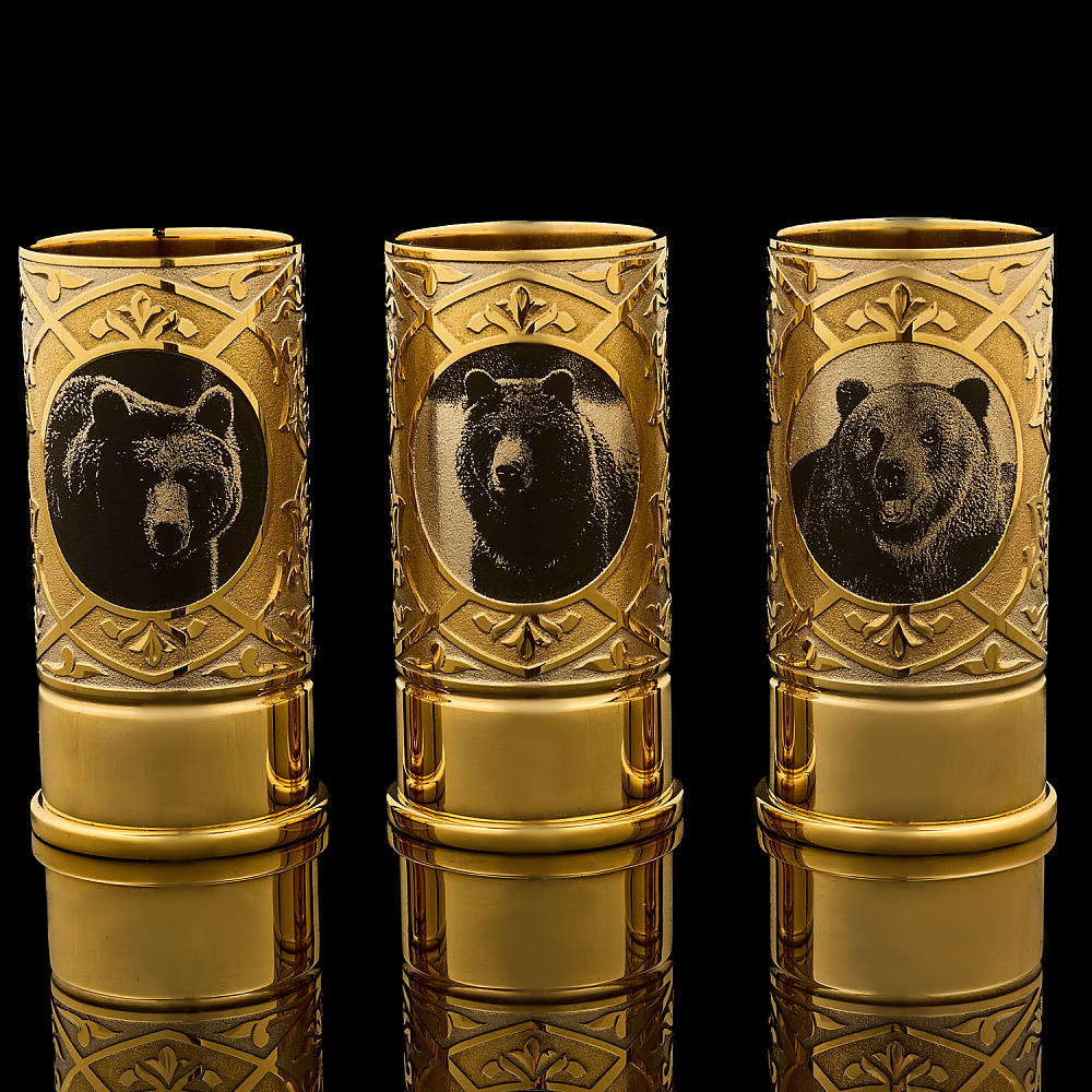 Набор стопок-гильз «Медведь». Златоуст - интернет магазин Русь Велика я 