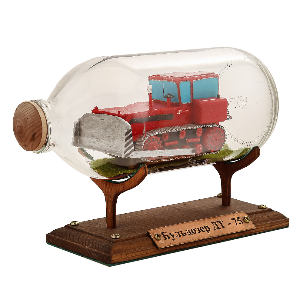 Модель в бутылке «Бульдозер ДТ-75» - интернет магазин Русь Велика я фото 1